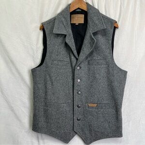 Powder River Outfitters Vest Men Medium Panhandle Wool Blend Gray Western Cowboy